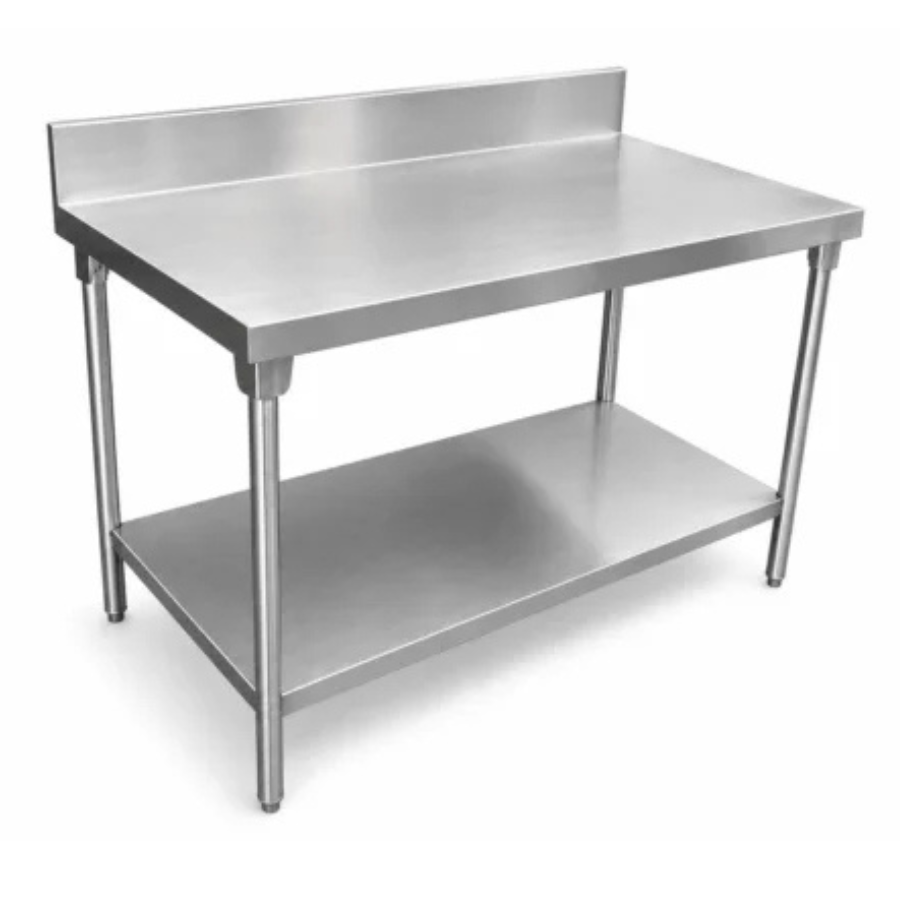 4.- Mesa de Trabajo en Acero Inoxidable con respaldo y entrepaño (master)